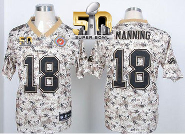 Nike Broncos #18 Peyton Manning Camo USMC Super Bowl 50 Men's Stitched NFL Elite Jersey