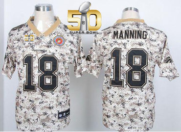 Nike Broncos #18 Peyton Manning Camo USMC Super Bowl 50 Men's Stitched NFL Elite Jersey