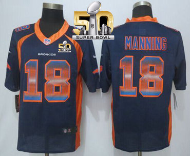 Nike Broncos #18 Peyton Manning Navy Blue Alternate Super Bowl 50 Men's Stitched NFL Limited Strobe Jersey Nike Broncos #18 Peyton Manning Navy Blue Alternate Super Bowl 50 Men's Stitched NFL Limited Strobe Jersey