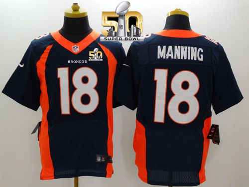 Nike Broncos #18 Peyton Manning Navy Blue Alternate Super Bowl 50 Men's Stitched NFL New Elite Jersey Nike Broncos #18 Peyton Manning Navy Blue Alternate Super Bowl 50 Men's Stitched NFL New Elite Jersey