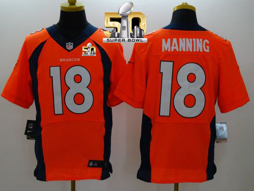 Nike Broncos #18 Peyton Manning Orange Team Color Super Bowl 50 Men's Stitched NFL New Elite Jersey Nike Broncos #18 Peyton Manning Orange Team Color Super Bowl 50 Men's Stitched NFL New Elite Jersey