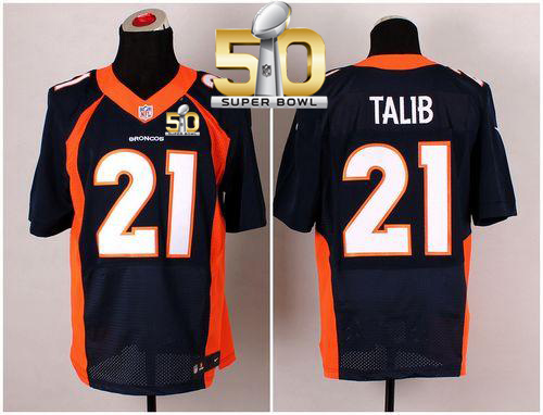 Nike Broncos #21 Aqib Talib Navy Blue Alternate Super Bowl 50 Men's Stitched NFL New Elite Jersey