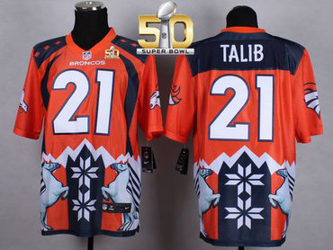 Nike Broncos #21 Aqib Talib Orange Super Bowl 50 Men's Stitched NFL Elite Noble Fashion Jersey