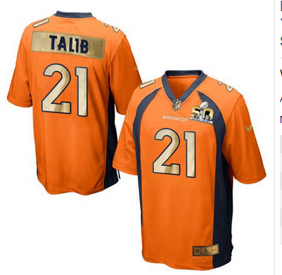 Nike Broncos #21 Aqib Talib Orange Team Color Men's Stitched NFL Game Super Bowl 50 Collection Jersey