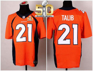 Nike Broncos #21 Aqib Talib Orange Team Color Super Bowl 50 Men's Stitched NFL New Elite Jersey