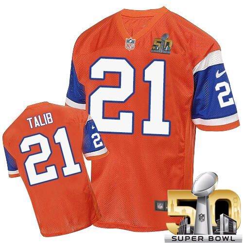 Nike Broncos #21 Aqib Talib Orange Throwback Super Bowl 50 Men's Stitched NFL Elite Jersey Nike Broncos #21 Aqib Talib Orange Throwback Super Bowl 50 Men's Stitched NFL Elite Jersey