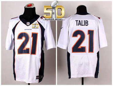 Nike Broncos #21 Aqib Talib White Super Bowl 50 Men's Stitched NFL New Elite Jersey