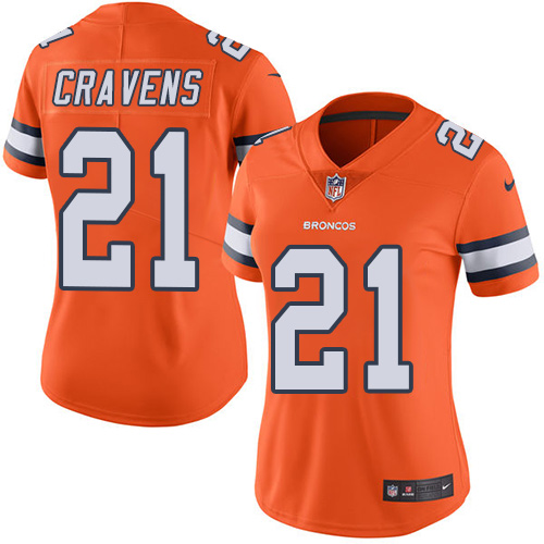 Nike Broncos #21 Su'a Cravens Orange Women's Stitched NFL Limited Rush Jersey Nike Broncos #21 Su'a Cravens Orange Women's Stitched NFL Limited Rush Jersey