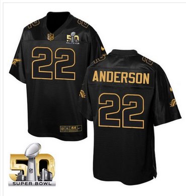 Nike Broncos #22 C.J. Anderson Black Super Bowl 50 Men's Stitched NFL Elite Pro Line Gold Collection Jersey