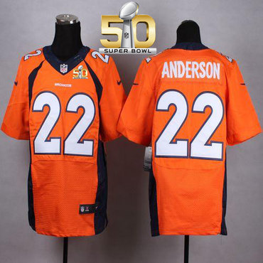 Nike Broncos #22 C.J. Anderson Orange Team Color Super Bowl 50 Men's Stitched NFL New Elite Jersey