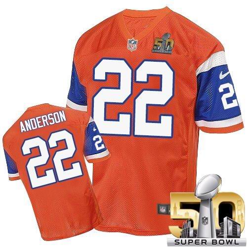 Nike Broncos #22 C.J. Anderson Orange Throwback Super Bowl 50 Men's Stitched NFL Elite Jersey Nike Broncos #22 C.J. Anderson Orange Throwback Super Bowl 50 Men's Stitched NFL Elite Jersey