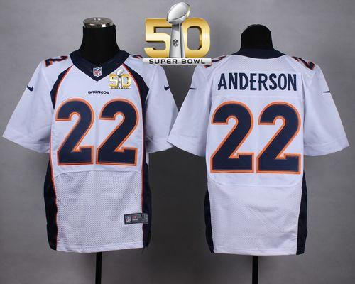 Nike Broncos #22 C.J. Anderson White Super Bowl 50 Men's Stitched NFL New Elite Jersey