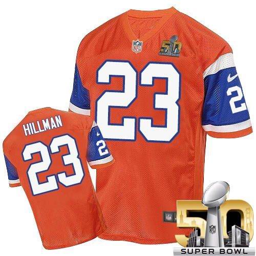 Nike Broncos #23 Ronnie Hillman Orange Throwback Super Bowl 50 Men's Stitched NFL Elite Jersey