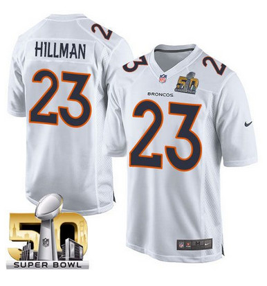 Nike Broncos #23 Ronnie Hillman White Super Bowl 50 Men's Stitched NFL Game Event Jersey