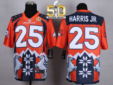 Nike Broncos #25 Chris Harris Jr Orange Super Bowl 50 Men's Stitched NFL Elite Noble Fashion Jersey