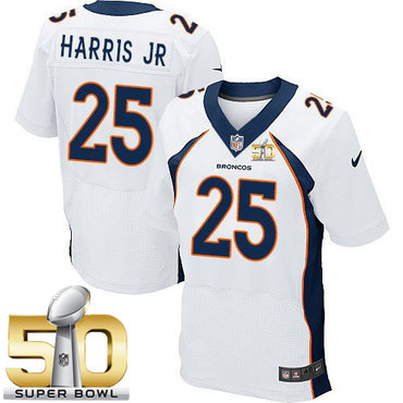 Nike Broncos #25 Chris Harris Jr White Super Bowl 50 Men's Stitched NFL New Elite Jersey