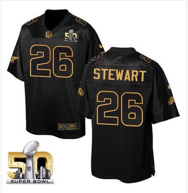 Nike Broncos #26 Darian Stewart Black Super Bowl 50 Men's Stitched NFL Elite Pro Line Gold Collection Jersey