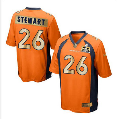 Nike Broncos #26 Darian Stewart Orange Team Color Men's Stitched NFL Game Super Bowl 50 Collection Jersey