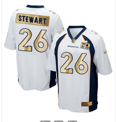 Nike Broncos #26 Darian Stewart White Men's Stitched NFL Game Super Bowl 50 Collection Jersey