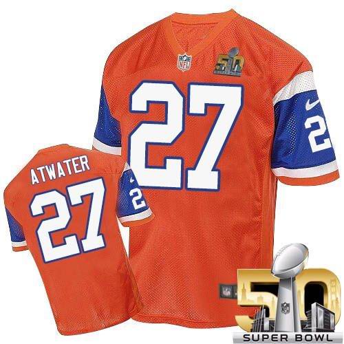 Nike Broncos #27 Steve Atwater Orange Throwback Super Bowl 50 Men's Stitched NFL Elite Jersey Nike Broncos #27 Steve Atwater Orange Throwback Super Bowl 50 Men's Stitched NFL Elite Jersey