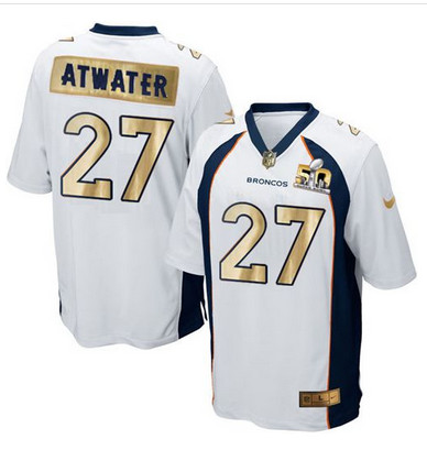 Nike Broncos #27 Steve Atwater White Men's Stitched NFL Game Super Bowl 50 Collection Jersey