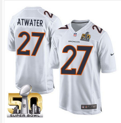 Nike Broncos #27 Steve Atwater White Super Bowl 50 Men's Stitched NFL Game Event Jersey