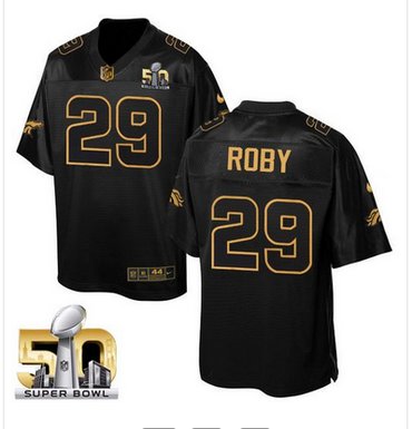 Nike Broncos #29 Bradley Roby Black Super Bowl 50 Men's Stitched NFL Elite Pro Line Gold Collection Jersey