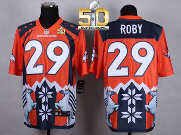 Nike Broncos #29 Bradley Roby Orange Super Bowl 50 Men's Stitched NFL Elite Noble Fashion Jersey