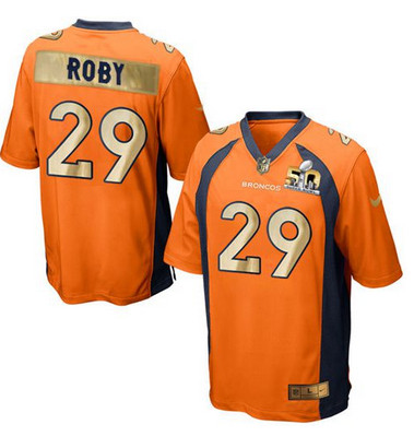 Nike Broncos #29 Bradley Roby Orange Team Color Men's Stitched NFL Game Super Bowl 50 Collection Jersey