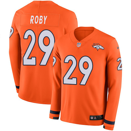 Nike Broncos #29 Bradley Roby Orange Team Color Men's Stitched NFL Limited Therma Long Sleeve Jersey Nike Broncos #29 Bradley Roby Orange Team Color Men's Stitched NFL Limited Therma Long Sleeve Jersey