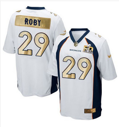 Nike Broncos #29 Bradley Roby White Men's Stitched NFL Game Super Bowl 50 Collection Jersey Nike Broncos #29 Bradley Roby White Men's Stitched NFL Game Super Bowl 50 Collection Jersey