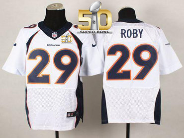 Nike Broncos #29 Bradley Roby White Super Bowl 50 Men's Stitched NFL New Elite Jersey