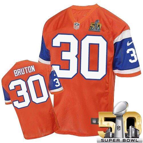 Nike Broncos #30 David Bruton Orange Throwback Super Bowl 50 Men's Stitched NFL Elite Jersey