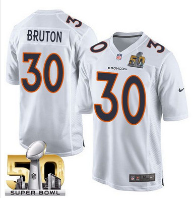 Nike Broncos #30 David Bruton White Super Bowl 50 Men's Stitched NFL Game Event Jersey