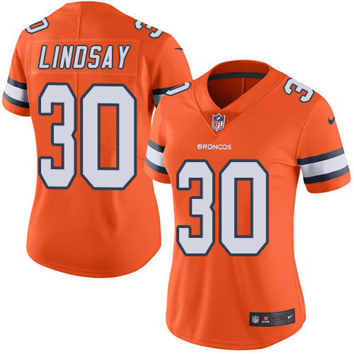 Nike Broncos #30 Phillip Lindsay Orange Women's Stitched NFL Limited Rush Jersey Nike Broncos #30 Phillip Lindsay Orange Women's Stitched NFL Limited Rush Jersey
