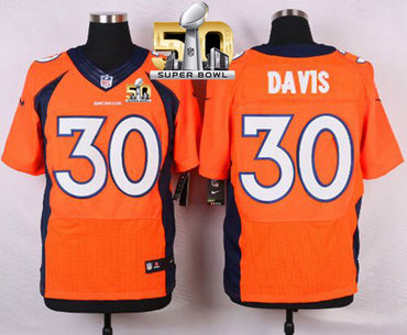 Nike Broncos #30 Terrell Davis Orange Team Color Super Bowl 50 Men's Stitched NFL Elite Jersey Nike Broncos #30 Terrell Davis Orange Team Color Super Bowl 50 Men's Stitched NFL Elite Jersey