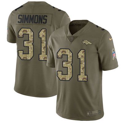 Nike Broncos #31 Justin Simmons Olive Camo Youth Stitched NFL Limited 2017 Salute to Service Jersey