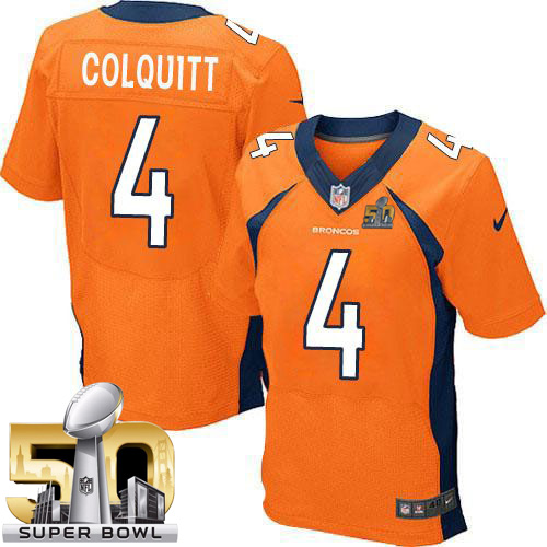 Nike Broncos #4 Britton Colquitt Orange Team Color Super Bowl 50 Men's Stitched NFL New Elite Jersey Nike Broncos #4 Britton Colquitt Orange Team Color Super Bowl 50 Men's Stitched NFL New Elite Jersey