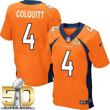 Nike Broncos #4 Britton Colquitt Orange Team Color Super Bowl 50 Men's Stitched NFL New Elite Jersey
