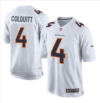 Nike Broncos #4 Britton Colquitt White Men's Stitched NFL Game Event Jersey