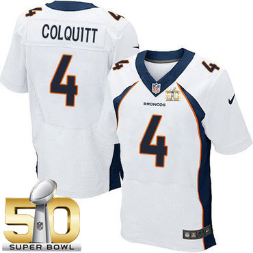 Nike Broncos #4 Britton Colquitt White Super Bowl 50 Men's Stitched NFL New Elite Jersey
