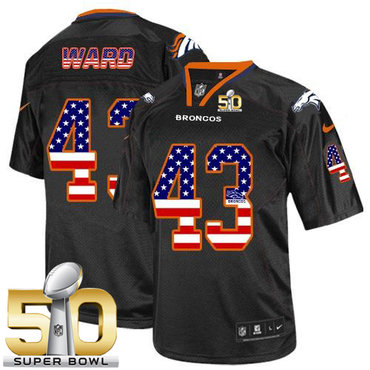 Nike Broncos #43 T.J. Ward Black Super Bowl 50 Men's Stitched NFL Elite USA Flag Fashion Jersey