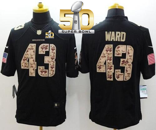 Nike Broncos #43 T.J. Ward Black Super Bowl 50 Men's Stitched NFL Limited Salute to Service Jersey