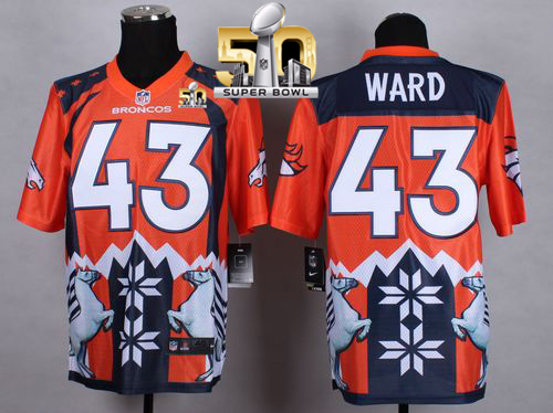 Nike Broncos #43 T.J. Ward Orange Super Bowl 50 Men's Stitched NFL Elite Noble Fashion Jersey