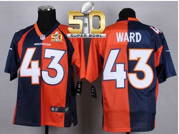 Nike Broncos #43 T.J. Ward OrangeNavy Blue Super Bowl 50 Men's Stitched NFL Elite Split Jersey