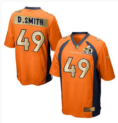 Nike Broncos #49 Dennis Smith Orange Team Color Men's Stitched NFL Game Super Bowl 50 Collection Jersey