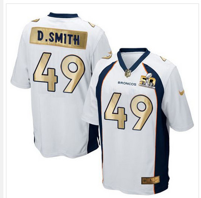 Nike Broncos #49 Dennis Smith White Men's Stitched NFL Game Super Bowl 50 Collection Jersey Nike Broncos #49 Dennis Smith White Men's Stitched NFL Game Super Bowl 50 Collection Jersey