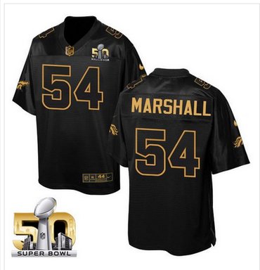 Nike Broncos #54 Brandon Marshall Black Super Bowl 50 Men's Stitched NFL Elite Pro Line Gold Collection Jersey