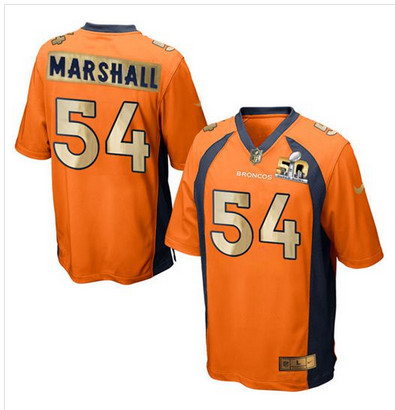 Nike Broncos #54 Brandon Marshall Orange Team Color Men's Stitched NFL Game Super Bowl 50 Collection Jersey