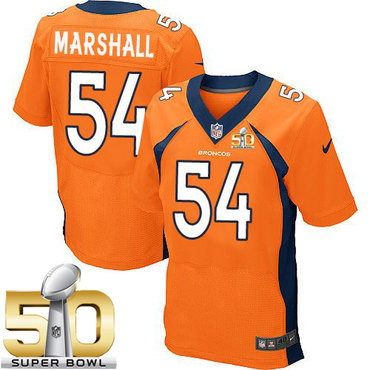 Nike Broncos #54 Brandon Marshall Orange Team Color Super Bowl 50 Men's Stitched NFL New Elite Jersey
